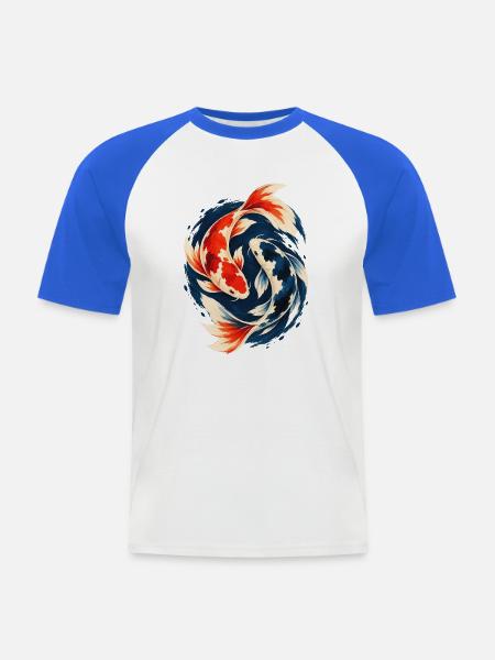 Koi Karpfen Japanischer Zierfisch - Männer Baseball-T-Shirt - Weiß/Royalblau
