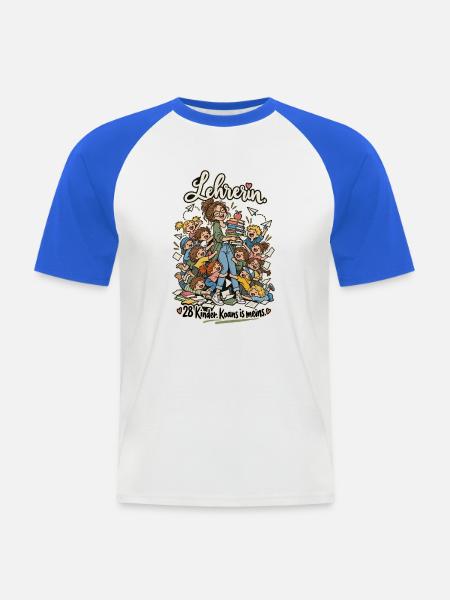 Lehrerin 28 Kinder koans is meins - Männer Baseball-T-Shirt - Weiß/Royalblau