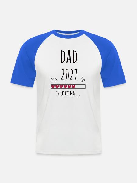 Pregnancy Announcement – Papa 2027 Geschenk - Männer Baseball-T-Shirt - Weiß/Royalblau