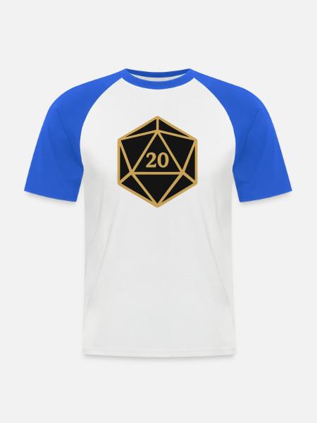 D20 Wuerfel Rollenspiel Icon - Männer Baseball-T-Shirt - Weiß/Royalblau