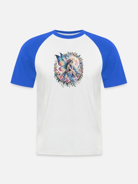 Mond, Fee, Feenfigur - Männer Baseball-T-Shirt - Weiß/Royalblau