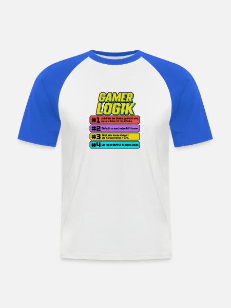 Gamerlogik Sprüche Banner - Männer Baseball-T-Shirt - Weiß/Royalblau
