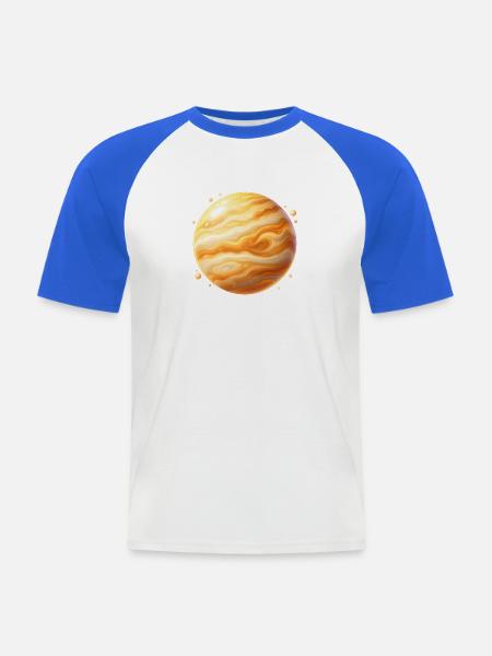 Goldplanet Jupiter Wirbel - Männer Baseball-T-Shirt - Weiß/Royalblau