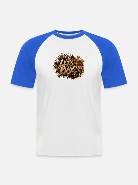 Let's Play Gold Casino Flair - Männer Baseball-T-Shirt - Weiß/Royalblau