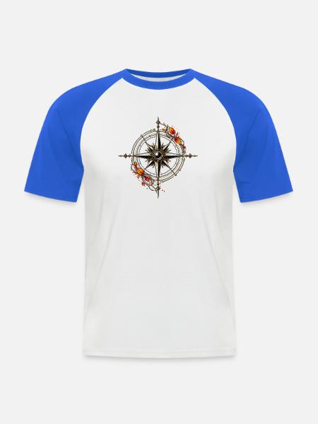 Kompassrose des Herbstes - Männer Baseball-T-Shirt - Weiß/Royalblau