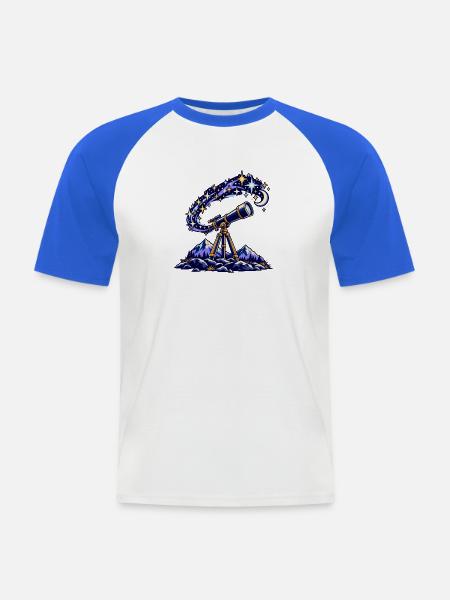 Teleskop unter einem Sternenhimmel - Männer Baseball-T-Shirt - Weiß/Royalblau