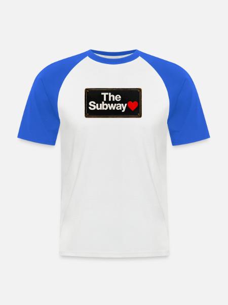 Subway Heart Retro-Schild - Männer Baseball-T-Shirt - Weiß/Royalblau