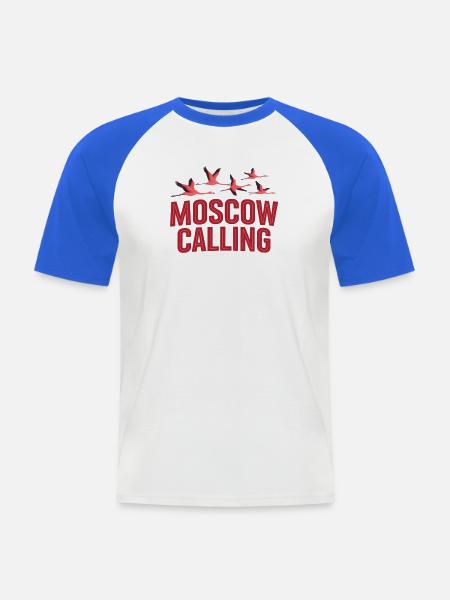 Moskau ruft Flamingos - Männer Baseball-T-Shirt - Weiß/Royalblau