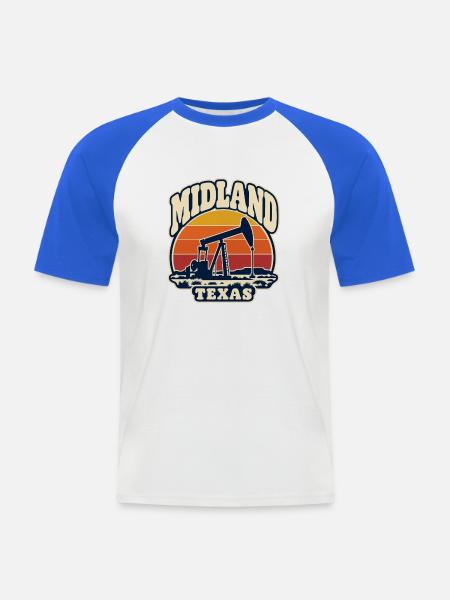 Texas Midland Ölpumpen Sunset - Männer Baseball-T-Shirt - Weiß/Royalblau