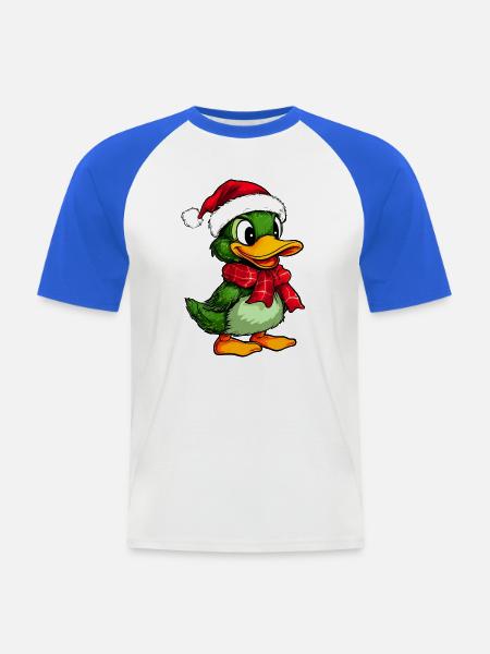 Weihnachten Entchen - Männer Baseball-T-Shirt - Weiß/Royalblau