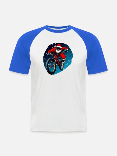 Downhill Biker Weihnachten - Männer Baseball-T-Shirt - Weiß/Royalblau