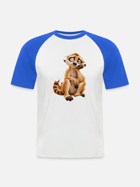 Müdes Cartoon-Erdmännchen - Männer Baseball-T-Shirt - Weiß/Royalblau