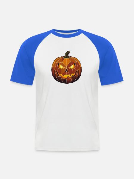 Halloween Poly Kürbis - Männer Baseball-T-Shirt - Weiß/Royalblau