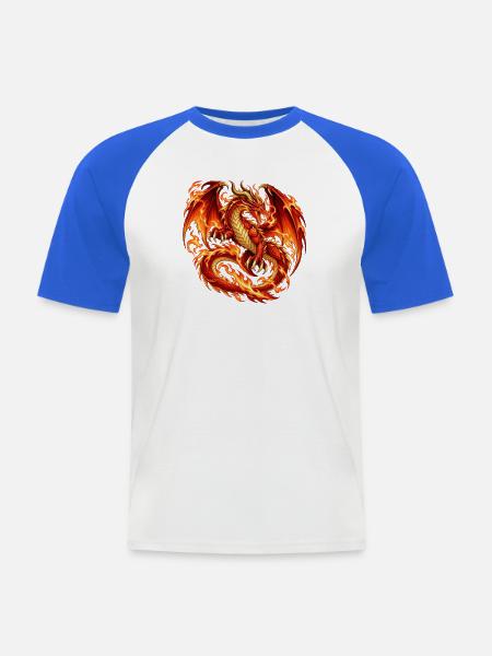 Inferno-Feuerdrache - Männer Baseball-T-Shirt - Weiß/Royalblau
