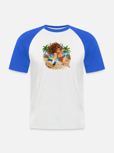 Sandtaucher-Volleyballrettung - Männer Baseball-T-Shirt - Weiß/Royalblau