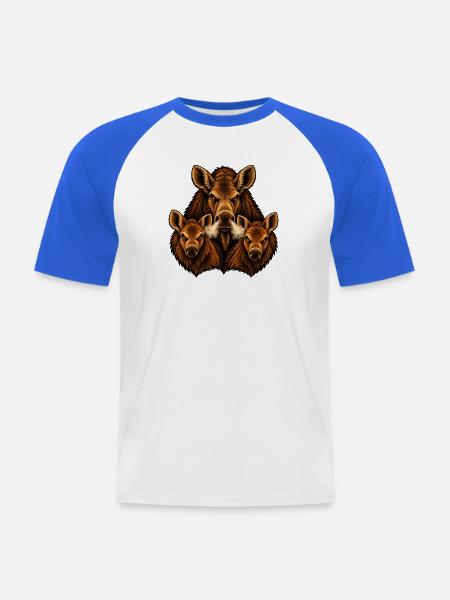 Elch, Kuh und Kälber - Männer Baseball-T-Shirt - Weiß/Royalblau