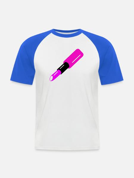 Lippenstift Design - Männer Baseball-T-Shirt - Weiß/Royalblau