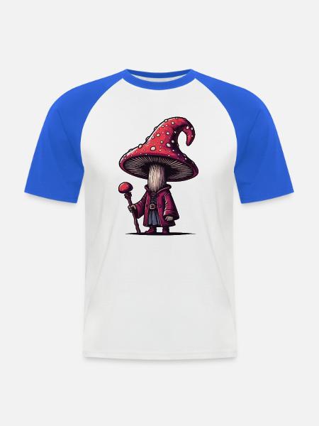 Pilz Abenteurer - Männer Baseball-T-Shirt - Weiß/Royalblau