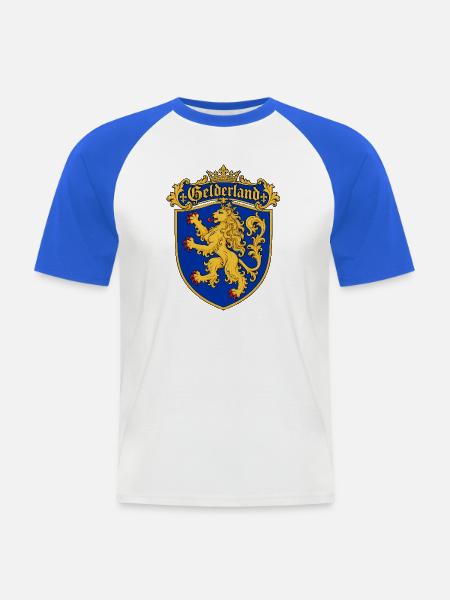 Gelderländischer Löwe - Männer Baseball-T-Shirt - Weiß/Royalblau