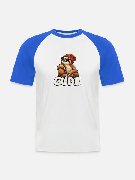 Chilliges Faultier mit Mütze - Männer Baseball-T-Shirt - Weiß/Royalblau