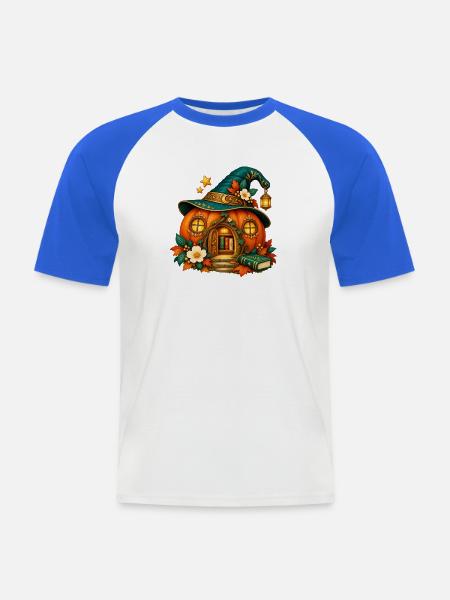 Verzaubertes Kürbishaus - Männer Baseball-T-Shirt - Weiß/Royalblau