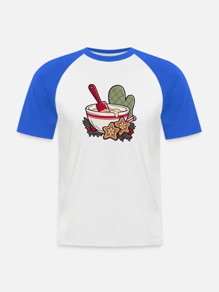 Kekszeit im Schüssel-Design - Männer Baseball-T-Shirt - Weiß/Royalblau