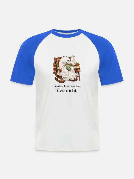 Kleine Teepause für große Geiste - Männer Baseball-T-Shirt - Weiß/Royalblau