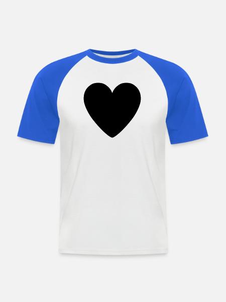 Schwarzes Herz - Männer Baseball-T-Shirt - Weiß/Royalblau