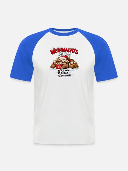 Weihnachtsmodus – Plätzchen Glühwein Entspannung - Männer Baseball-T-Shirt - Weiß/Royalblau
