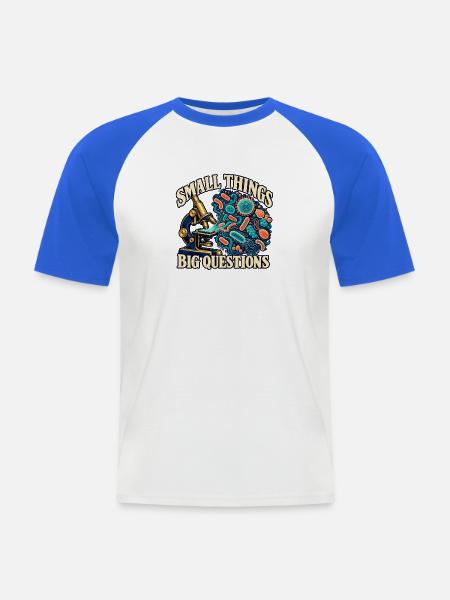 Kleine Dinge, große Fragen Mikrobiologie - Männer Baseball-T-Shirt - Weiß/Royalblau