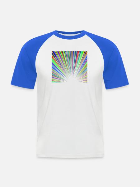 Leuchtendes Regenbogen-Sonnenstrahlmuster - Männer Baseball-T-Shirt - Weiß/Royalblau