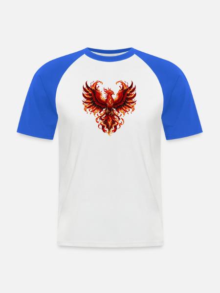 Karmesinrote Phönixflügel - Männer Baseball-T-Shirt - Weiß/Royalblau
