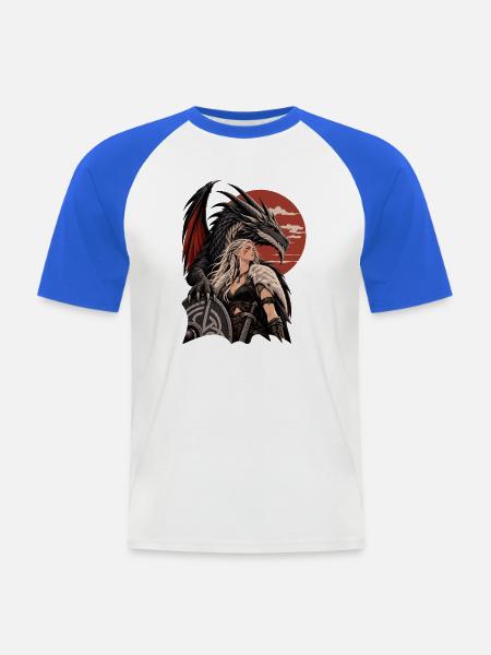 Ästhetik Nordische Drachenkönigin - Männer Baseball-T-Shirt - Weiß/Royalblau