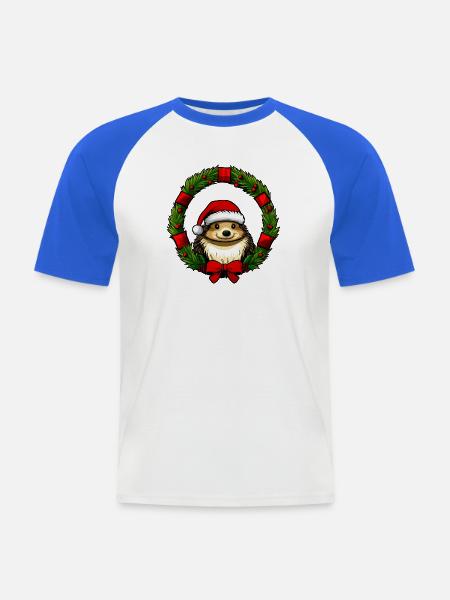Igel Christmas - Männer Baseball-T-Shirt - Weiß/Royalblau
