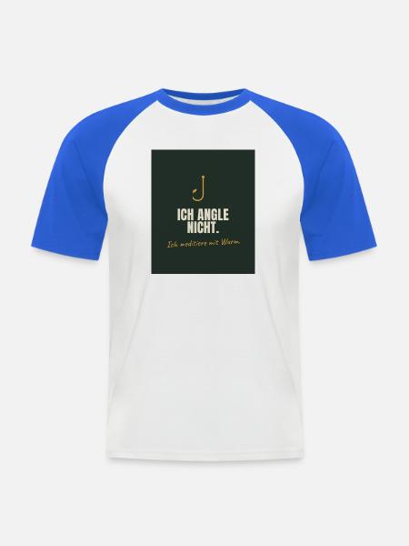 Angeln - Männer Baseball-T-Shirt - Weiß/Royalblau