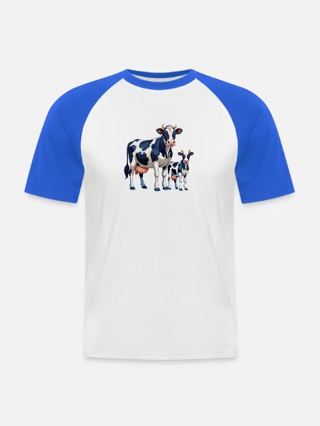 Holstein und Kälber Kuh - Männer Baseball-T-Shirt - Weiß/Royalblau