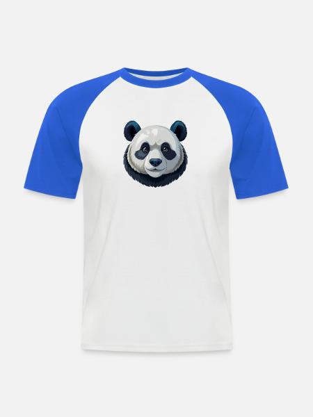 Pandakopf - Männer Baseball-T-Shirt - Weiß/Royalblau