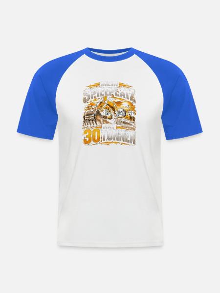 Mein Spielplatz hat 30 Tonnen – Baggerfahrer - Männer Baseball-T-Shirt - Weiß/Royalblau