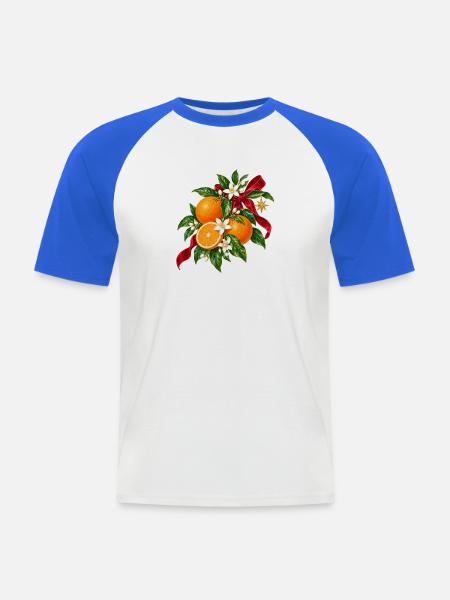 Weihnachtsorangen blühen und Band - Männer Baseball-T-Shirt - Weiß/Royalblau