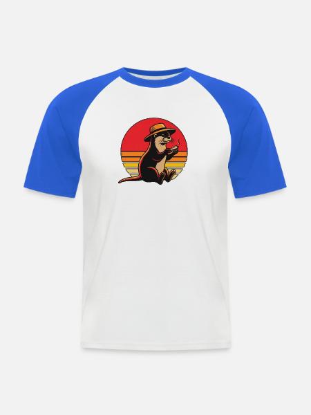 Otter Kiffer - Männer Baseball-T-Shirt - Weiß/Royalblau