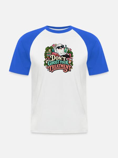 Niedliche Geisterbehandlung - Männer Baseball-T-Shirt - Weiß/Royalblau