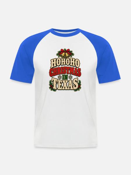 HoHoHo Weihnachten in Texas - Männer Baseball-T-Shirt - Weiß/Royalblau
