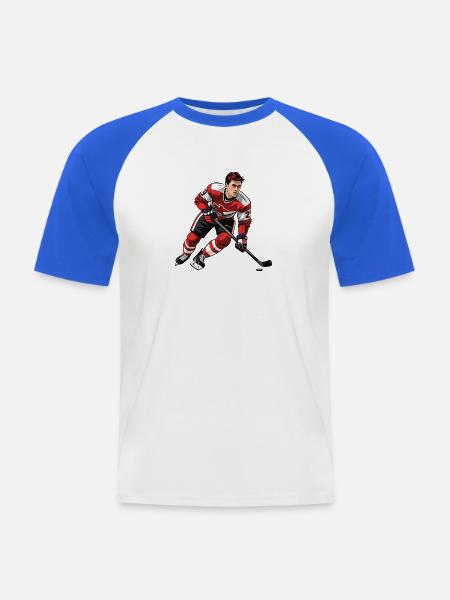 Eishockeyspieler - Männer Baseball-T-Shirt - Weiß/Royalblau