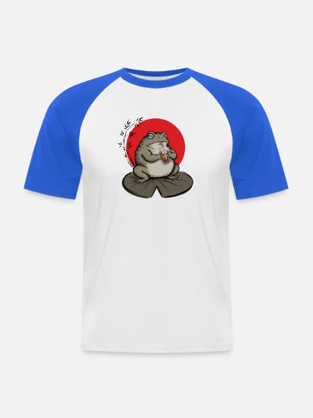 Kröte trinkt Bubble Tea Tuschezeichnung - Männer Baseball-T-Shirt - Weiß/Royalblau