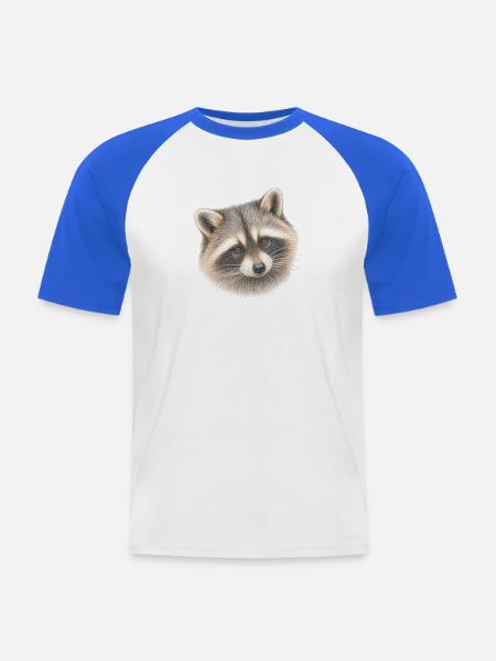 Waschbärporträt - Männer Baseball-T-Shirt - Weiß/Royalblau