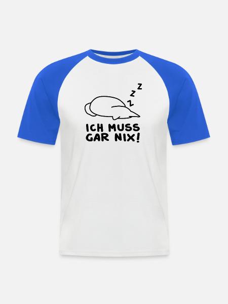 Lustige Schlafende Katze - Männer Baseball-T-Shirt - Weiß/Royalblau