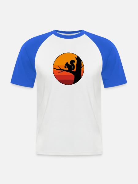 Eichhörnchen Herbst Sonnenuntergang - Männer Baseball-T-Shirt - Weiß/Royalblau