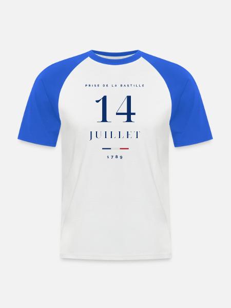 14 Juillet France Logo - Männer Baseball-T-Shirt - Weiß/Royalblau