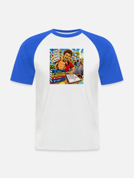 1000202899 - Männer Baseball-T-Shirt - Weiß/Royalblau