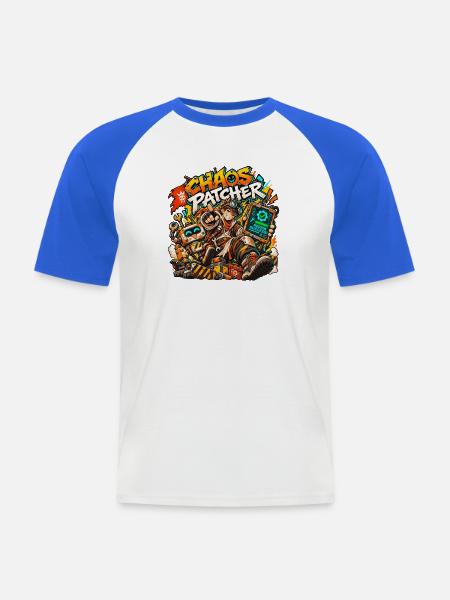 Postapokalyptische Welt× Technologie und Code - Männer Baseball-T-Shirt - Weiß/Royalblau